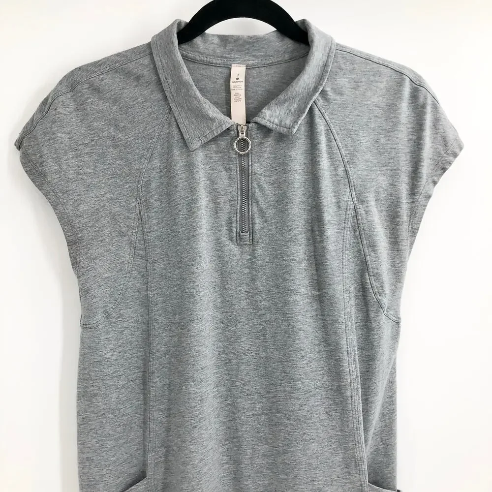 Lululemon Players Pro-Form Polo Dress Gray Collared Mini Dress Side Pockets
